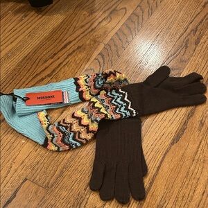 Vintage Missoni Long Knit Brown Gloves